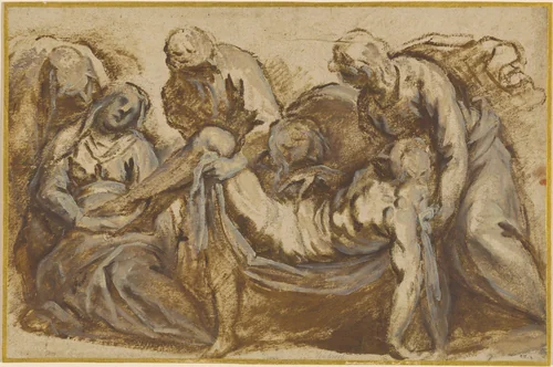 Christ Carried to the Tomb by Jacopo Palma il Giovane, drawing, 1600-1628
