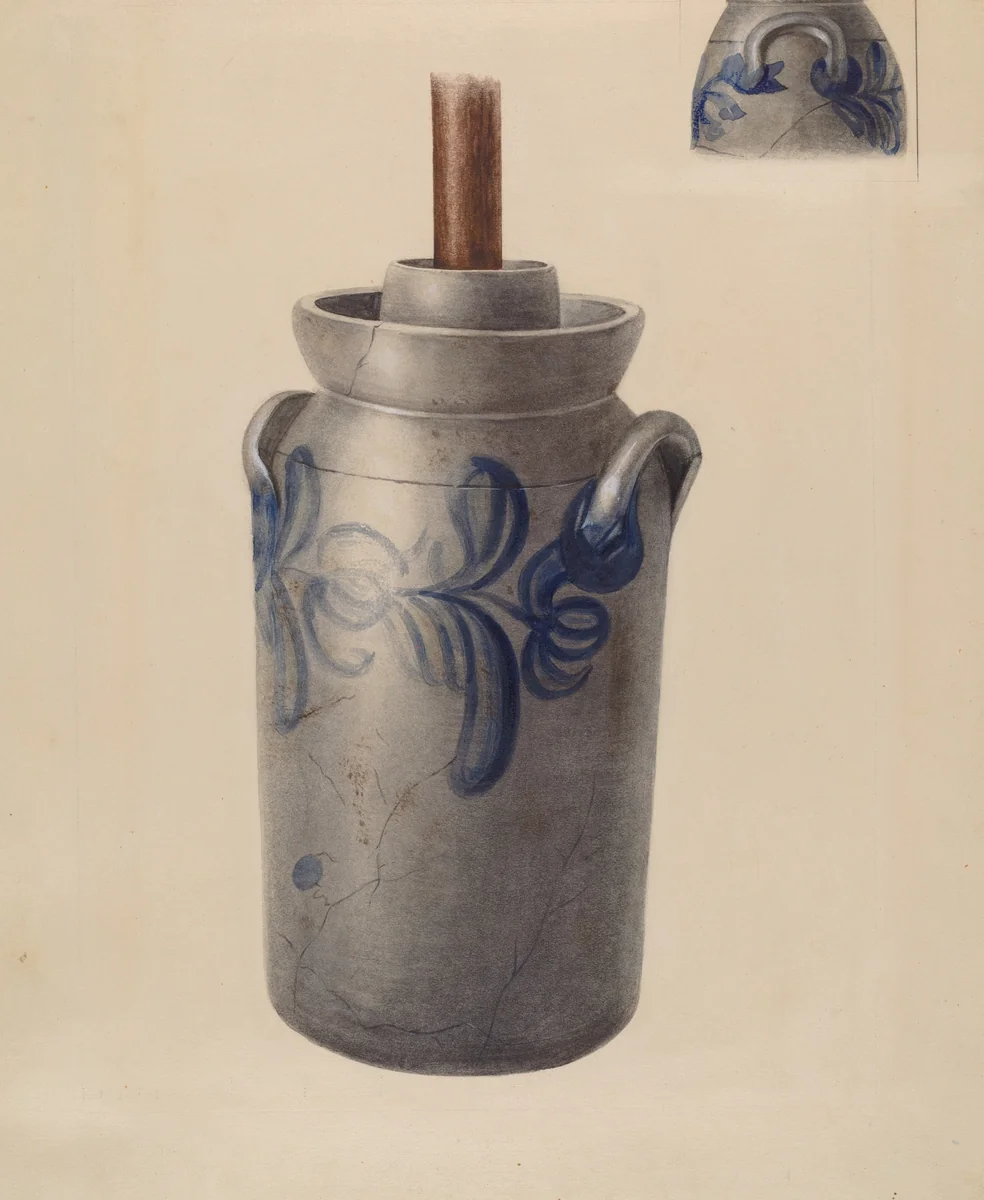 Butter Churn by Charlotte Sperber, index of american design, 1937