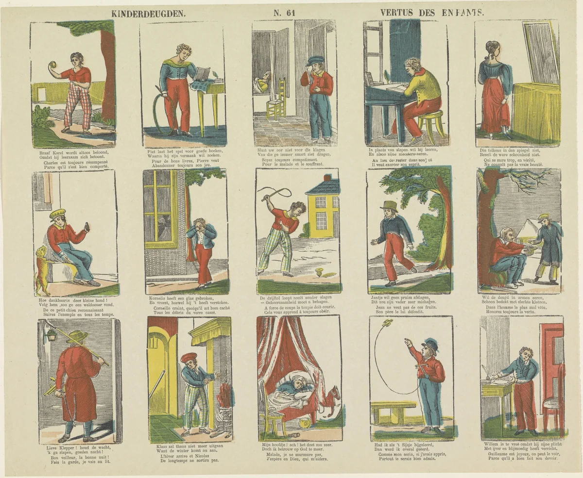Kinderdeugden / Vertus des Enfants by Brepols & Dierckx zoon, print, 1833-1911