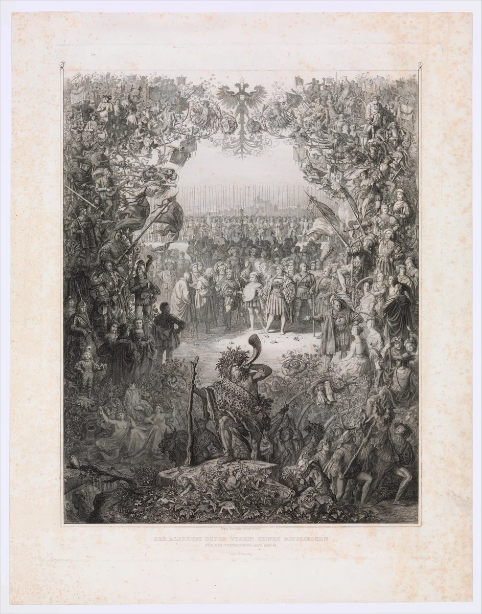 The Members of the Albrecht Durer Society for the Election Year 1843–1844 (Der Albrecht Durer Verein seinen Mitgliedern für das Verwaltungs-Jahr 1843–1844) by Eugen Neureuther, print, 1843