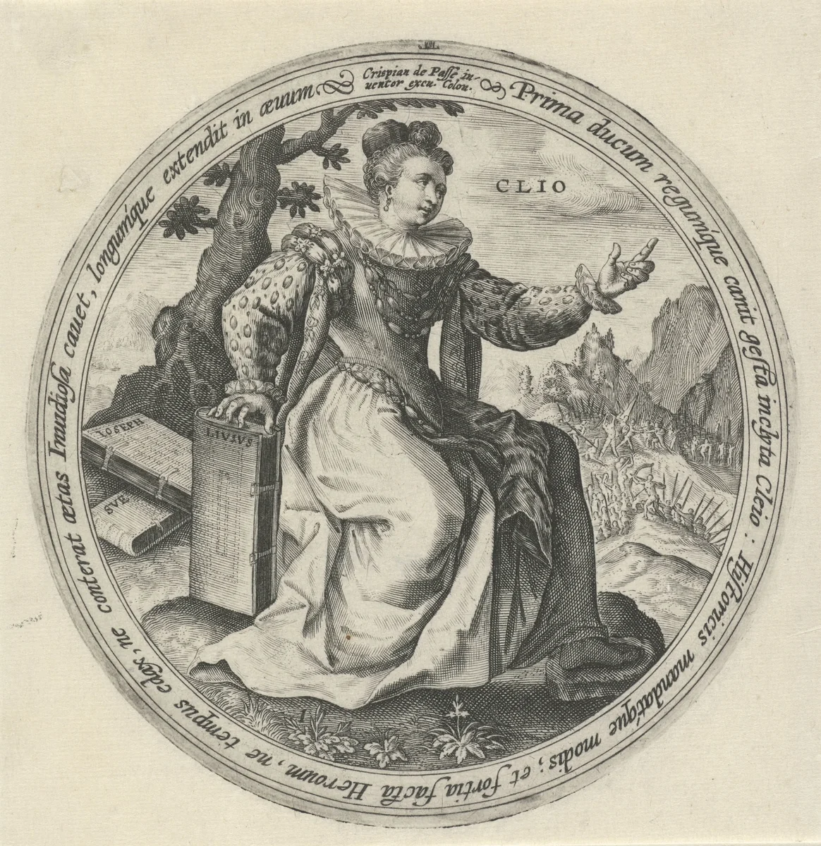 Clio by Crispijn van de Passe, print, 1589-1611