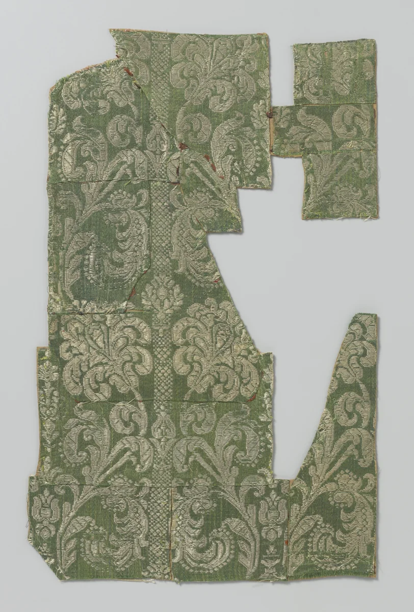 Fragment zijdeweefsel by anonymous, textile, 1650-1670