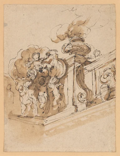 Design for Interior Corner of a Frieze or a Stairwell by anonymous, drawing, 1645-1755