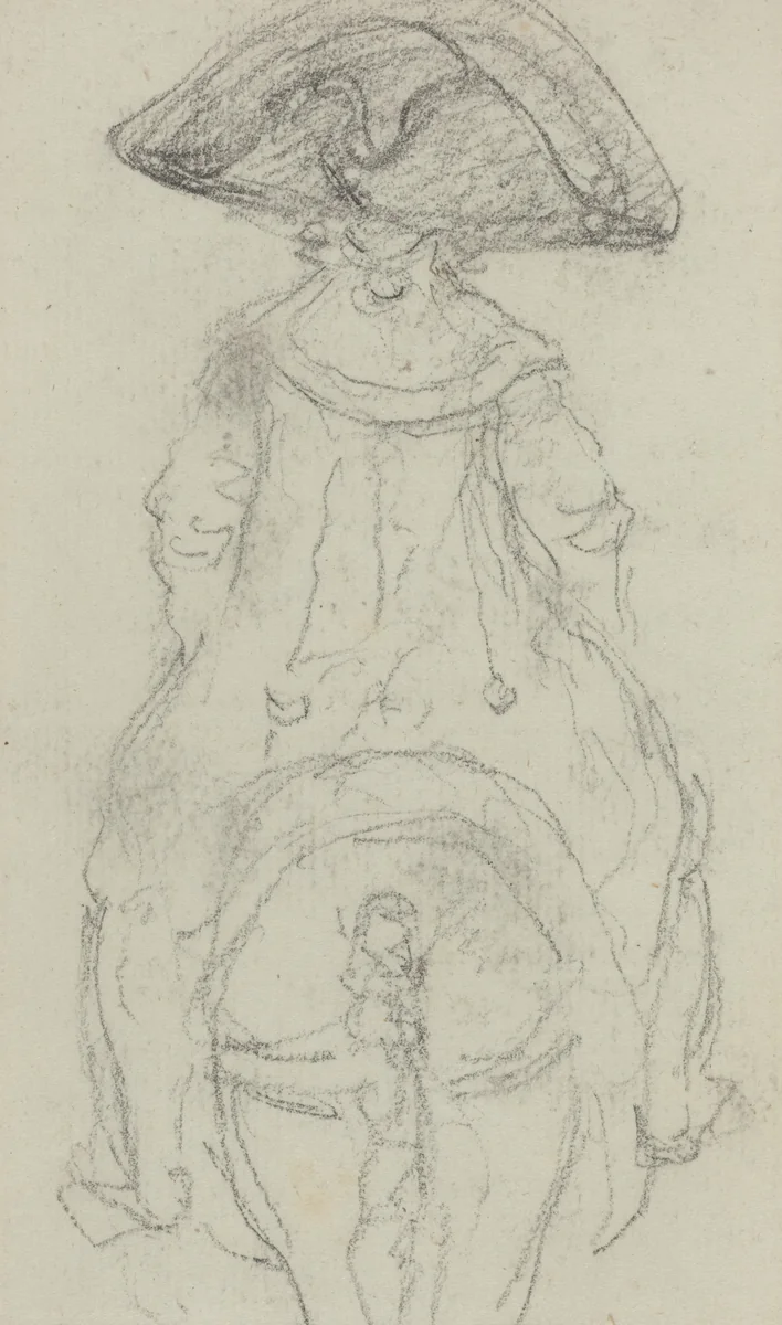 A Horseman Wearing a Grande Cockade [verso] by Vivant Denon, drawing, 1790
