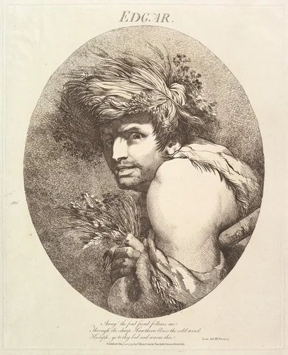 Edgar, from "Twelve Characters from Shakespeare" by John Hamilton Mortimer, print, 1775