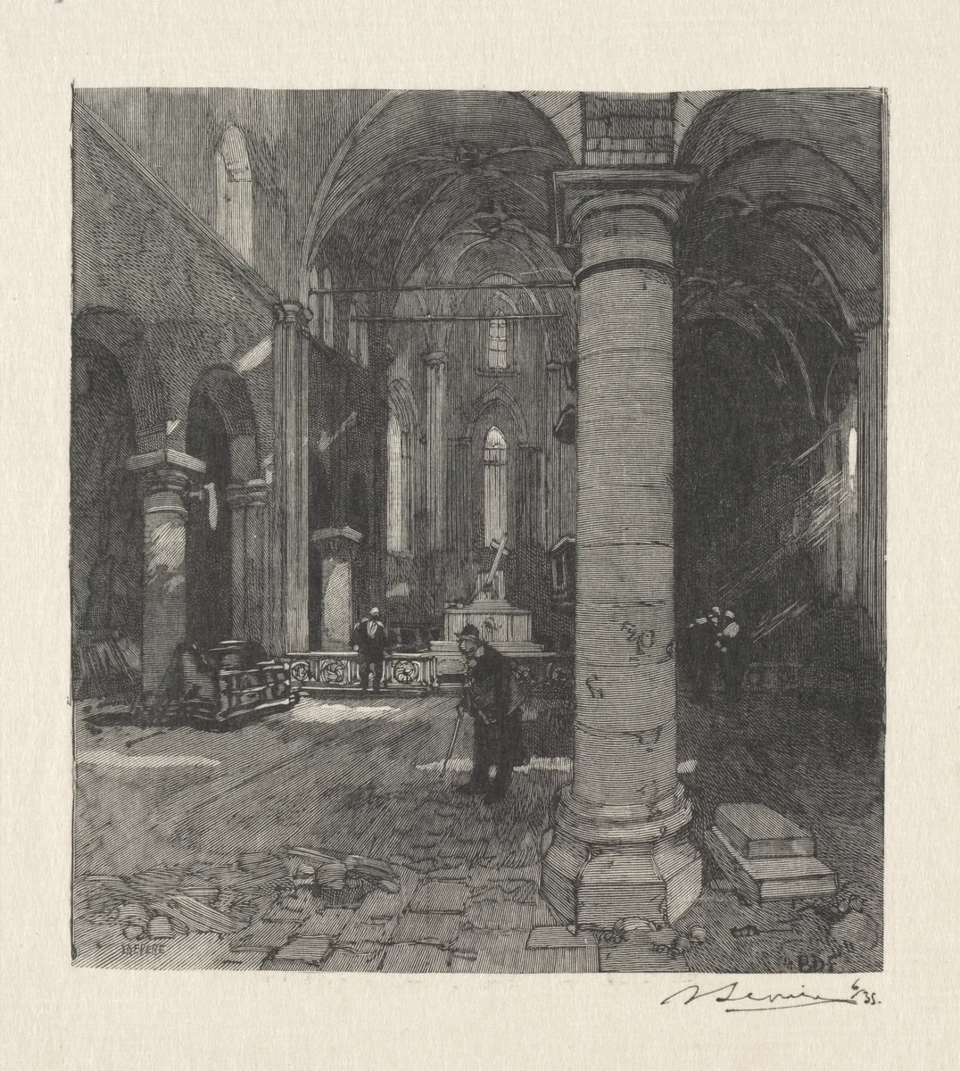 Interieur de l'Eglise by Auguste Louis Lepère, print, 1870-1918