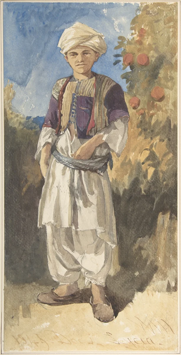 Standing Turkish Youth by William James Müller, drawing, 1844