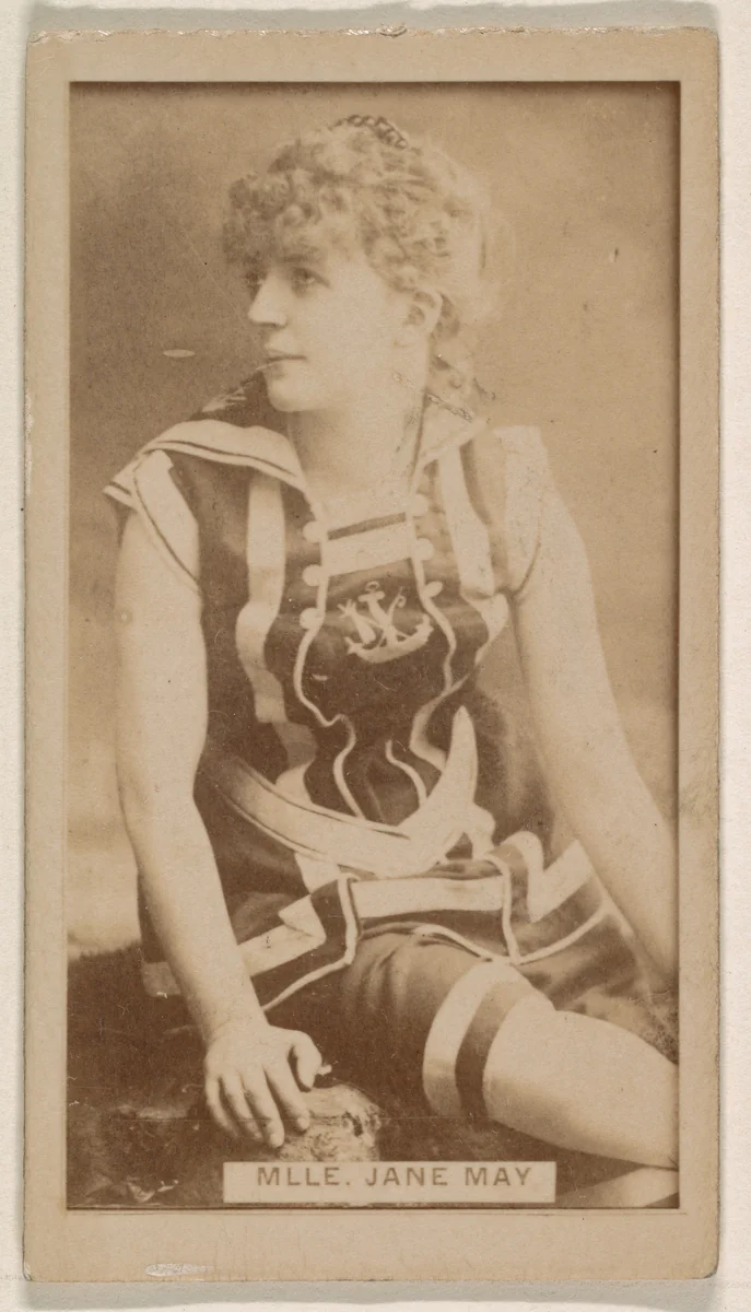 Mlle. Jane May, from the Actresses series (N245) issued by Kinney Brothers to promote Sweet Caporal Cigarettes by Kinney Brothers Tobacco Company, photograph, 1890
