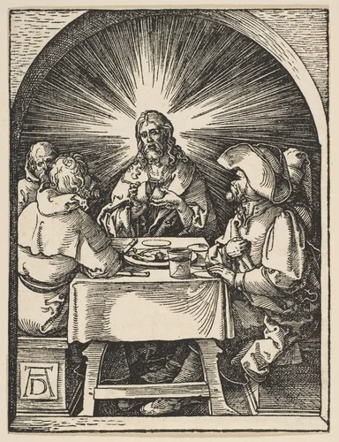 Christ in Emmaus, from "The Small Passion" by Albrecht Dürer, print, 1510