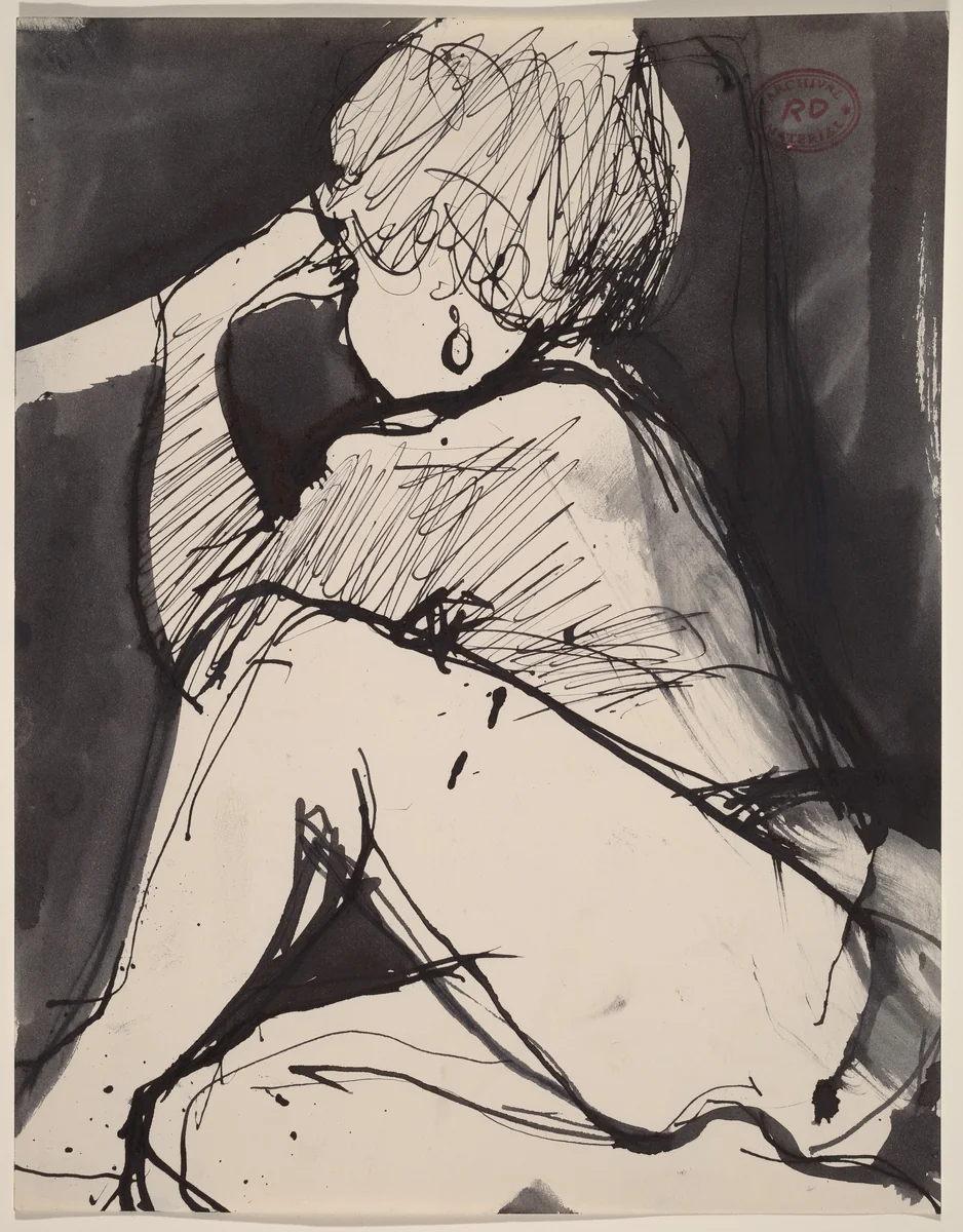 Untitled [seated model with an earring] by Richard Diebenkorn, drawing, 1955-1967