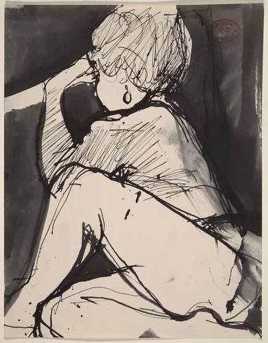 Untitled [seated model with an earring] by Richard Diebenkorn, drawing, 1955-1967
