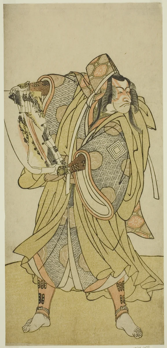 The Actor Ichikawa Danjuro V as Kazusa no Akushichibyoe Kagekiyo in the Play Edo no Hana Mimasu Soga, Performed at the Nakamura Theater in the Third Month, 1783 by Katsukawa Shunjo, print, 1778-1788
