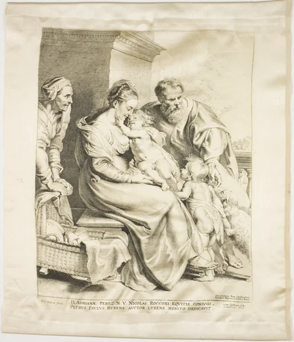 The Holy Family with Saint John and Saint Elizabeth by Lucas Emil Vorsterman, print, 1620