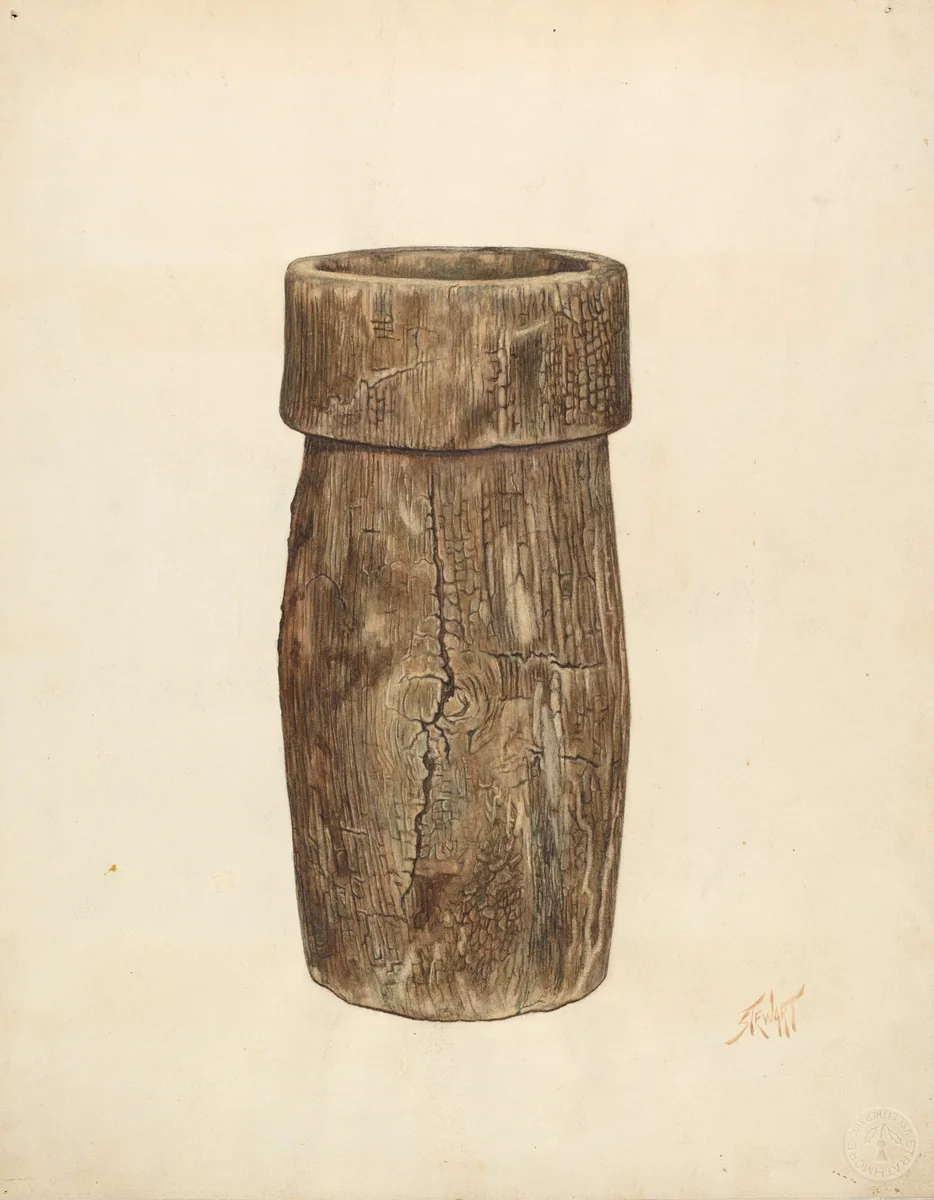 Lead Miner's Wooden Bucket by Paul Poffinbarger; Arthur Stewart, index of american design, 1940