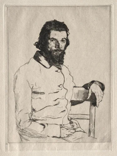 Portrait of Meryon, Seated by Félix Bracquemond, print, 1853