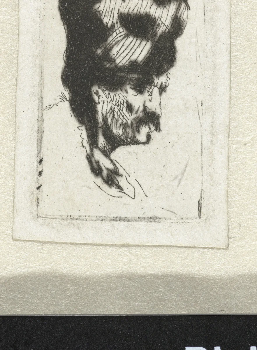Man in a square cap, in profile right by James Hazard, print, 1758-1787