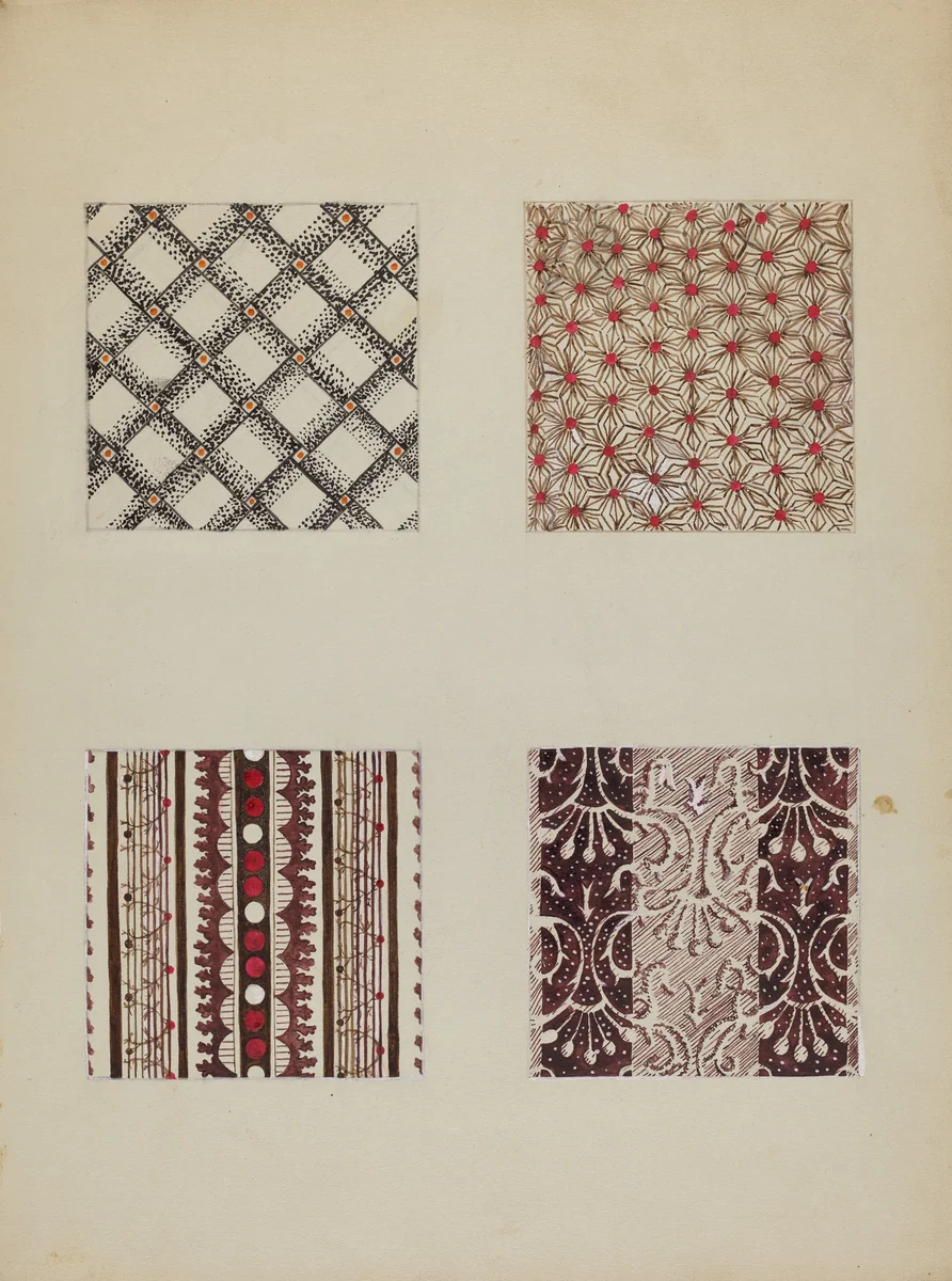 Materials from Quilt by Katherine Hastings, index of american design, 1937