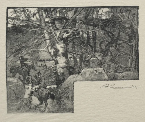 Une chasse à Courre au Mont Gerard by Auguste Louis Lepère, print, 1887