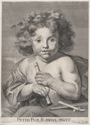 The Young Bacchus, holding a flute by Anton Joseph von Prenner, print, 1728