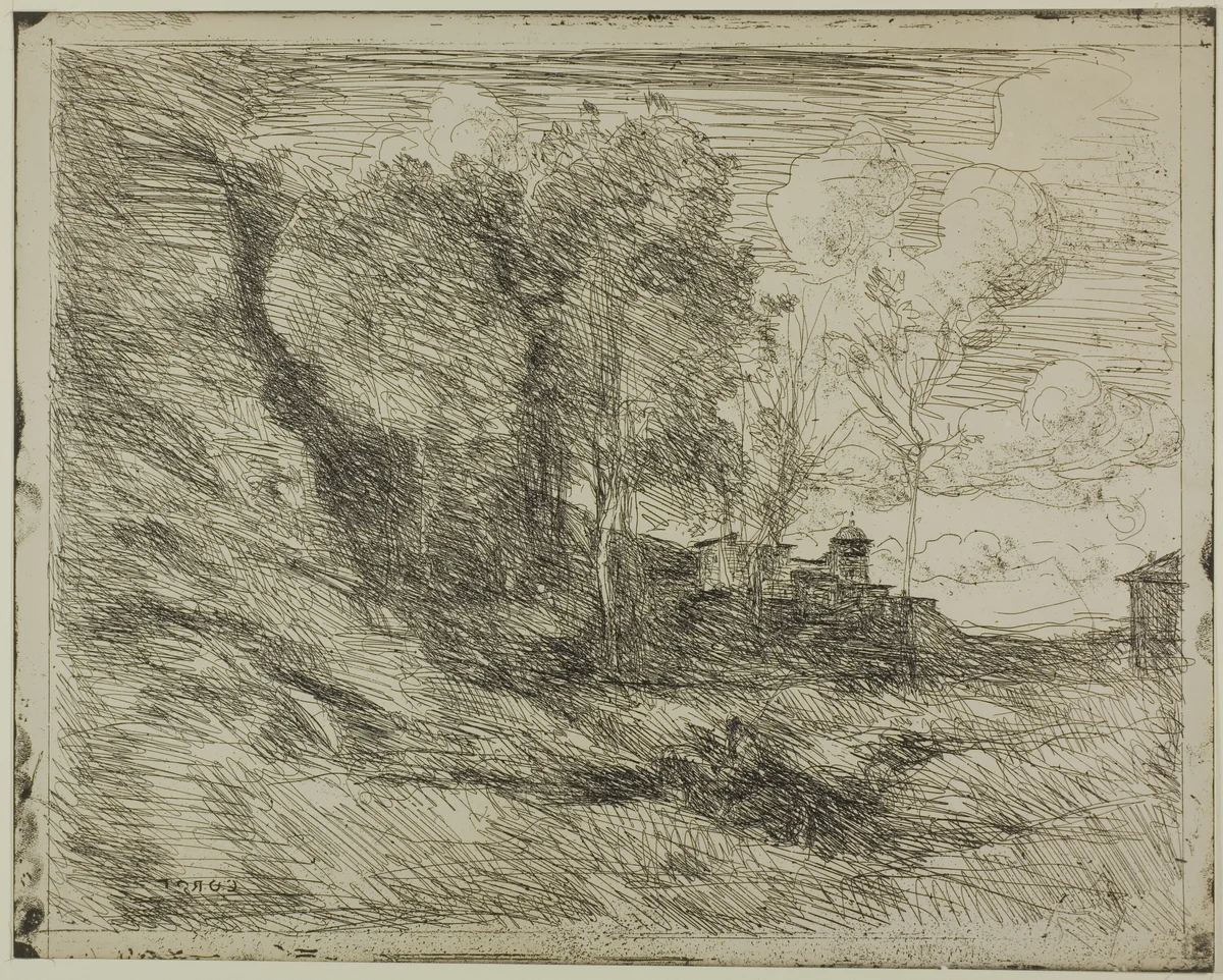 Souvenir of Ostia by Jean-Baptiste-Camille Corot, print, 1855