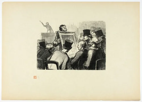 Les amateurs de tableaux à l'hôtel Bouillon, from Tirage Unique de Trente-Six Bois by Charles Maurand, print, 1862