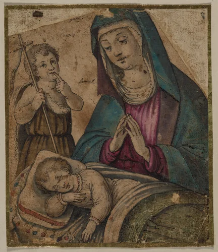 Virgin and Child with Saint John (recto) by Unknown, drawing, 1500-1599