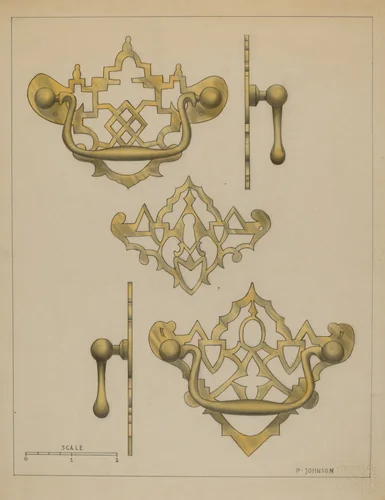 Drawer Pulls and Key Plate by Philip Johnson, index of american design, 1936