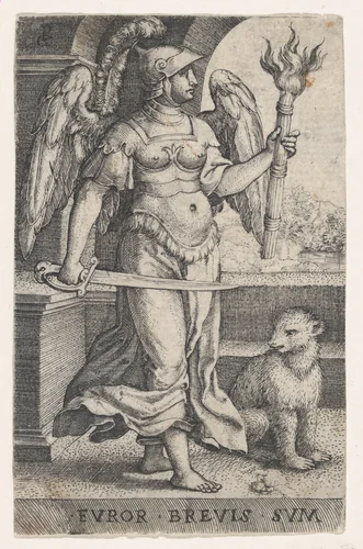 Wrath (Ira), from "The Seven Vices" by Georg Pencz, print, 1536-1546