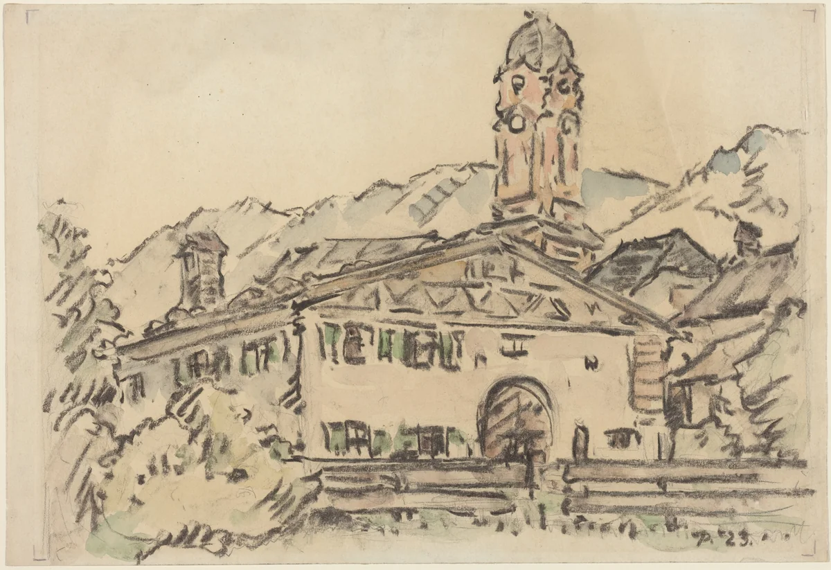 Monastery by Max Pechstein, drawing, 1923