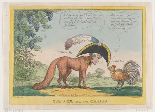 The Fox and the Grapes by Thomas Rowlandson, print, 1808