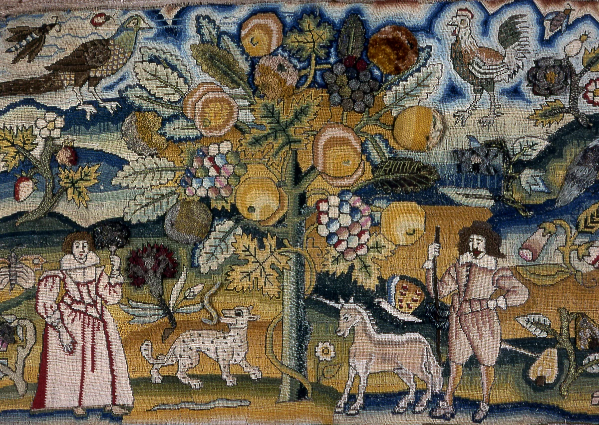 Picture Depicting Adam and Eve (Needlework) by England, textile, 1601-1700