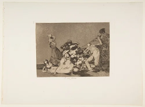 Plate 5 from "The Disasters of War" (Los Desastres de la Guerra): 'And they are like wild beasts' (Y son fieras) by Goya, print, 1810