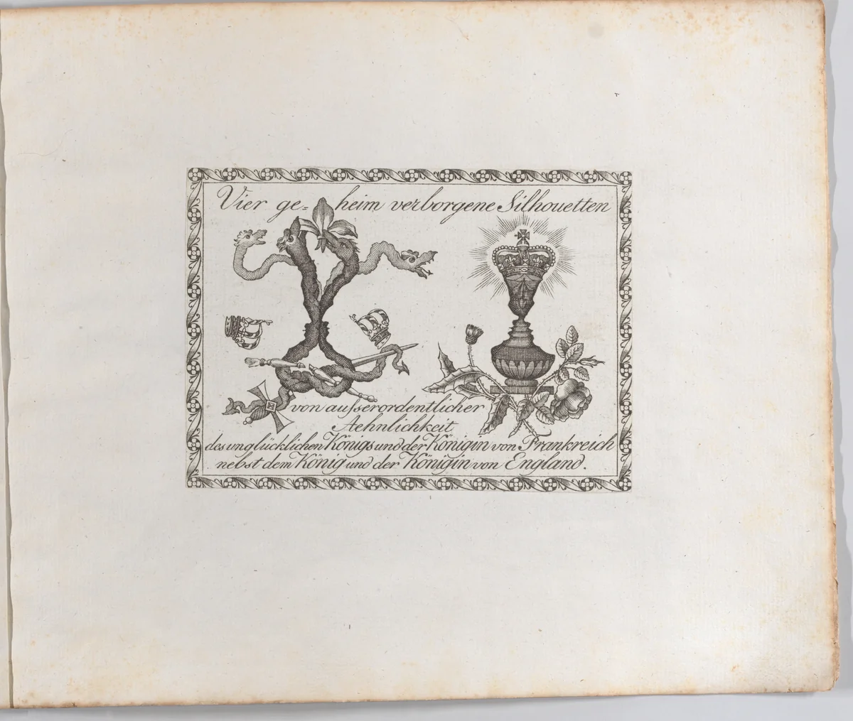 Landscape containing "Four Secretly Hidden Silhouettes" by anonymous, book, 1793-1800