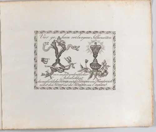 Landscape containing "Four Secretly Hidden Silhouettes" by anonymous, book, 1793-1800