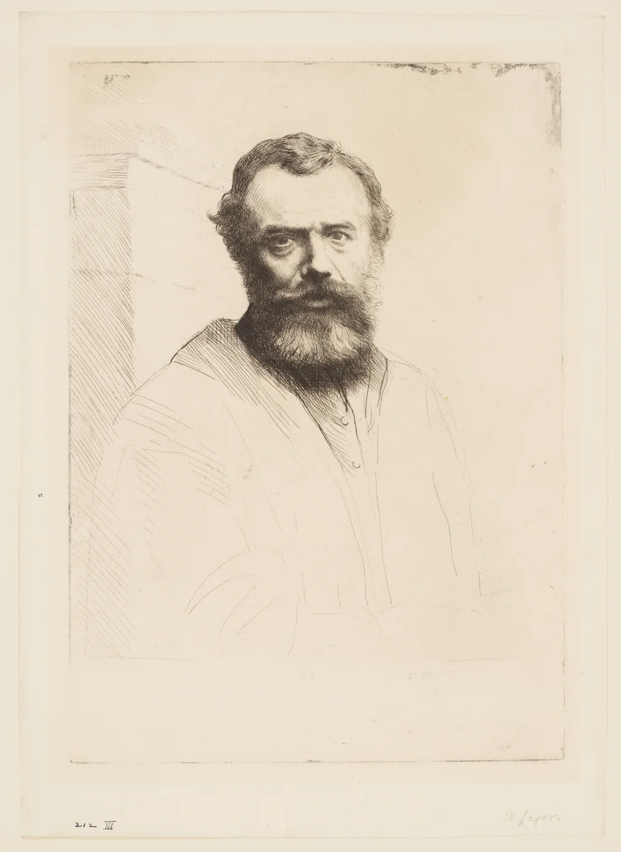 Portrait of the artist by Alphonse Legros, print, 1880