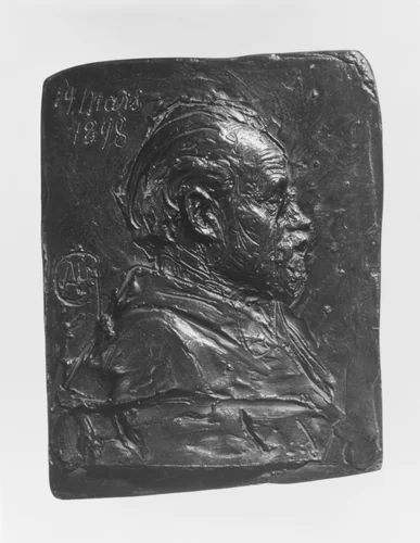 Portrait Relief of Émile Zola by Alexandre-Louis-Marie Charpentier, metalwork, 1898