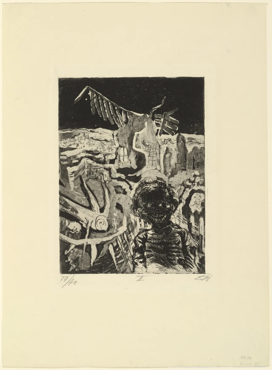 Nocturnal Encounter with a Lunatic (Nächtliche Begegnung mit einem Irrsinnigen) from The War (Der Krieg) by Otto Dix, print, 1924