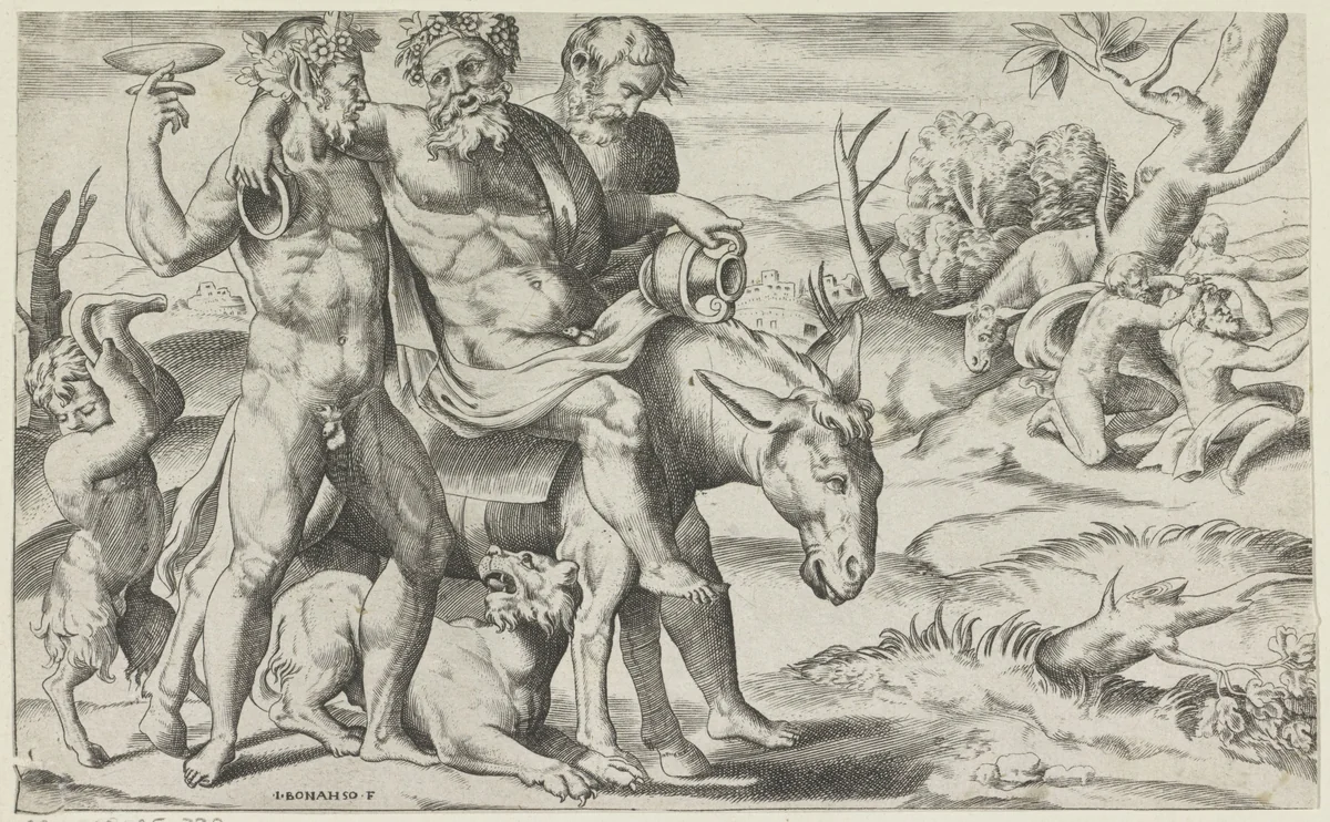 Silenus rijdend op een ezel by Unknown, print, 1501-1580