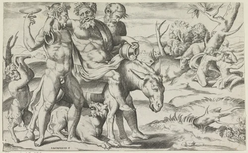 Silenus rijdend op een ezel by Unknown, print, 1501-1580