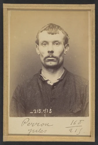 Perron. Jules. 31 ans, né le 9/8/62 à Saint-Denis (Seine). Journalier. Anarchiste. 75/3/94. by Alphonse Bertillon, photograph, 1894
