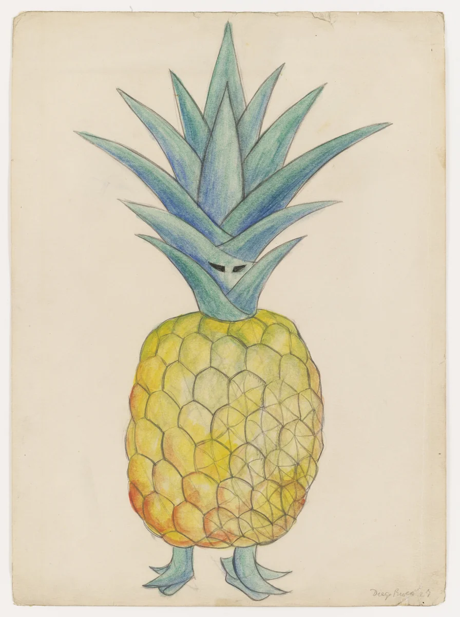 Pineapple. Costume design for the ballet H.P. (Horsepower) by Diego Rivera, drawing, 1927