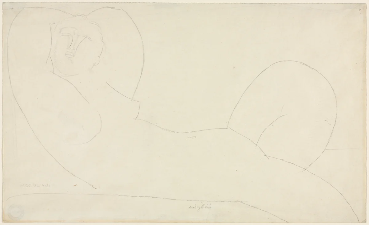 Reclining Female Nude by Amedeo Modigliani, drawing, 1914