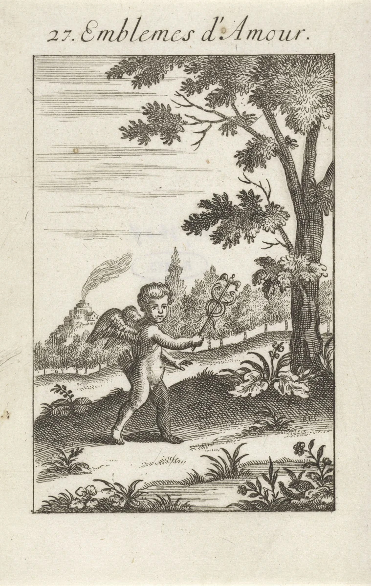 Amor met caduceus by Jan van Vianen, print, 1686