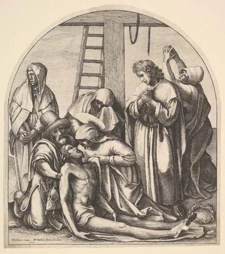 Descent from the Cross by Wenceslaus Hollar, print, 1640