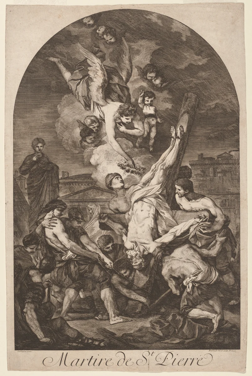 Martire de St. Pierre (The Martyrdom of Saint Peter) by Jean Barbault; Pierre-Hubert Subleyras, print, 1705-1766