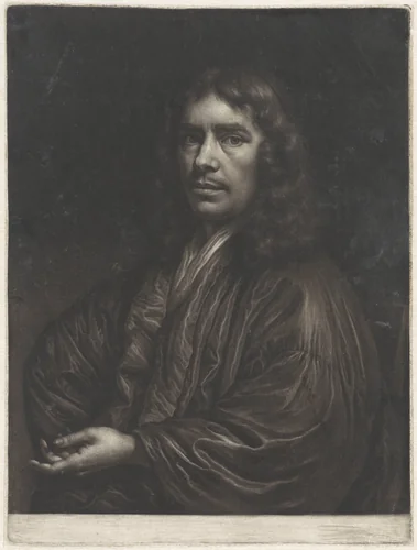 Zelfportret van Wallerant Vaillant met een kapje by Wallerant Vaillant, print, 1658-1677