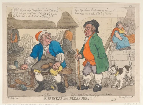 Business and Pleasure by Thomas Rowlandson, print, 1813-1815