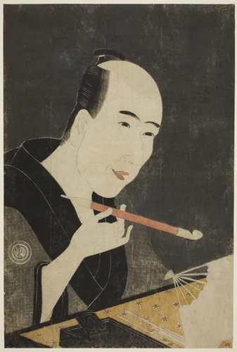Portrait of Santo Kyoden, the Master of Kyobashi (Edo hana Kyobashi natori) by Rekisentei Eiri, print, 1790-1800