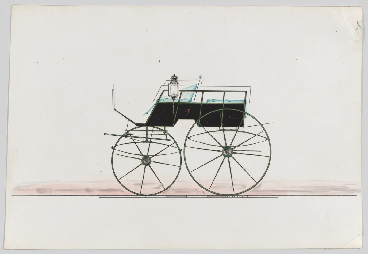 Design for Game Wagon/Dos-à-dos Phaeton by Brewster & Co., drawing, 1850-1870