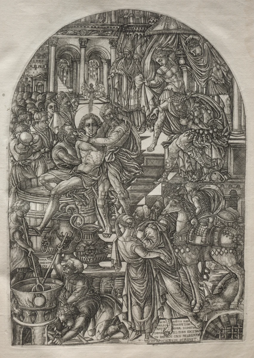 The Apocalypse: The Martyrdom of St. John the Evangelist by Jean Duvet, print, 1546-1556